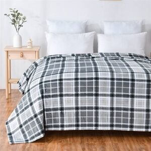 Plaid Gray and White Bedding Set